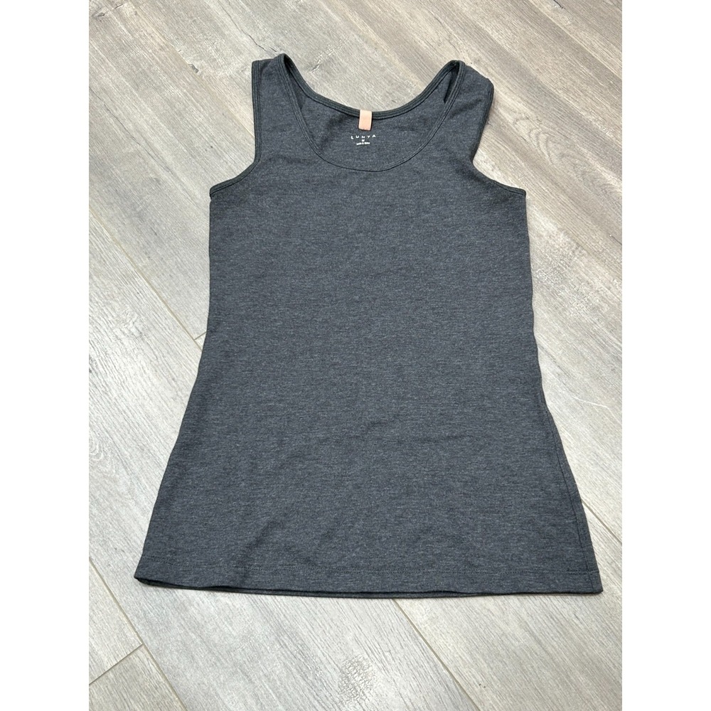 Lunya Restore Base Tank Top Womens‎ Size Medium Charcoal Gray Stretch Sleeveless